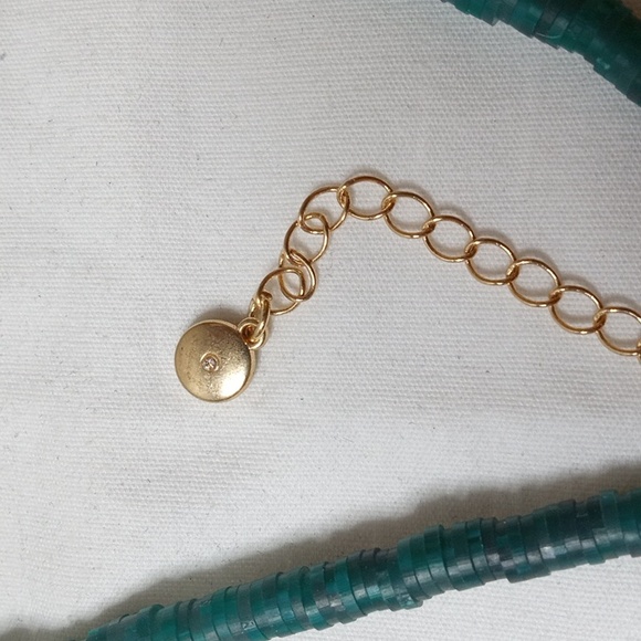 C 1946 green teal blue chunky necklace 34" W/3" extender - Picture 3 of 6